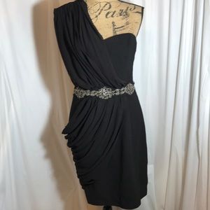 Prom Formal Cocktail Dress Draped 1 Shoulder Beads